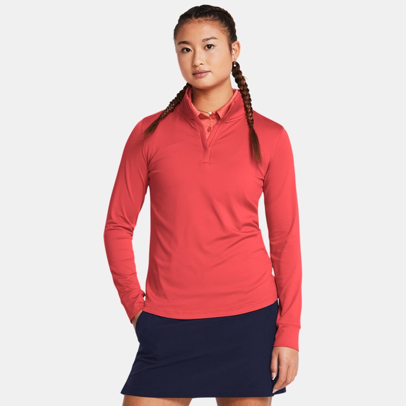 Majica Under Armour Playoff mit ¼-Zip für Damen Rot Solstice / Midnight Blaue Marine / Midnight Blaue Marine M Rdeča | 1383614-814