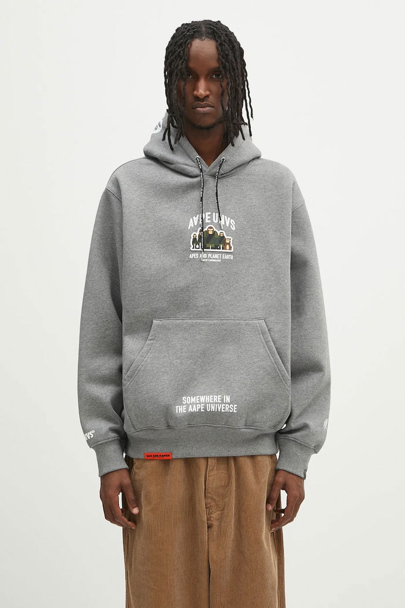 Pulover AAPE by A Bathing Ape AAPE By A Bathing Ape Aaper Hoodie Siva | AAPSWMB378XAN