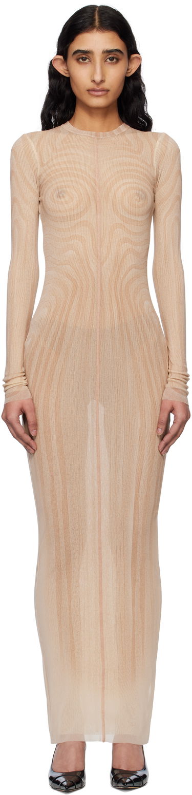Obleke Jean Paul Gaultier Jean Paul Gaultier 'The Long Spirale' Maxi Dress Bež | 25/34-F-RO390-T587-2026, 0