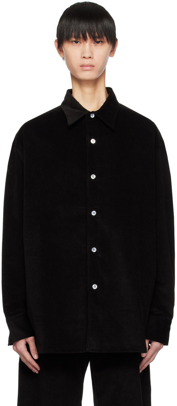 Srajce Studio Nicholson Studio Nicholson Rosso Corduroy Overshirt Črna | ROSSO SNM - 1129