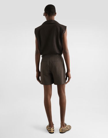 Srajce Dolce & Gabbana Dolce & Gabbana Three-Button Sleeveless Linen Shirt Rjava | G5ND9TFU4JBM3977, 2