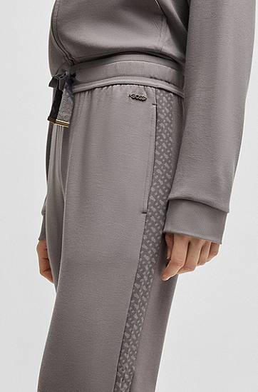 Trenirka BOSS Monogram Tracksuit Bottoms with Modal and Silk Siva | 50535841, 1