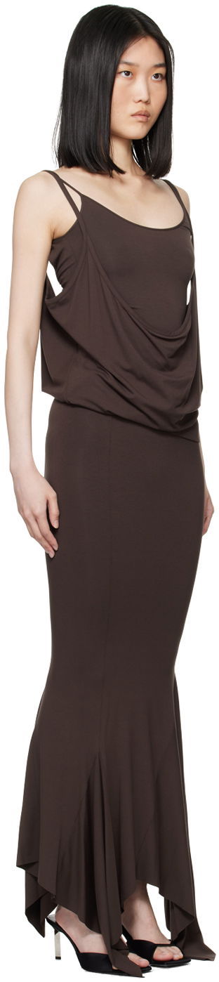 Obleke The Attico Attico Layered Midi Dress Rjava | 247WCM121 J045, 1