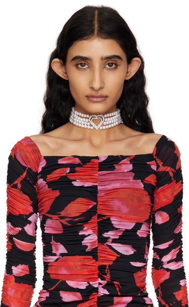 Zapestnica Blumarine Blumarine Faux-Pearl Heart Choker Bela | P522W329A, 1