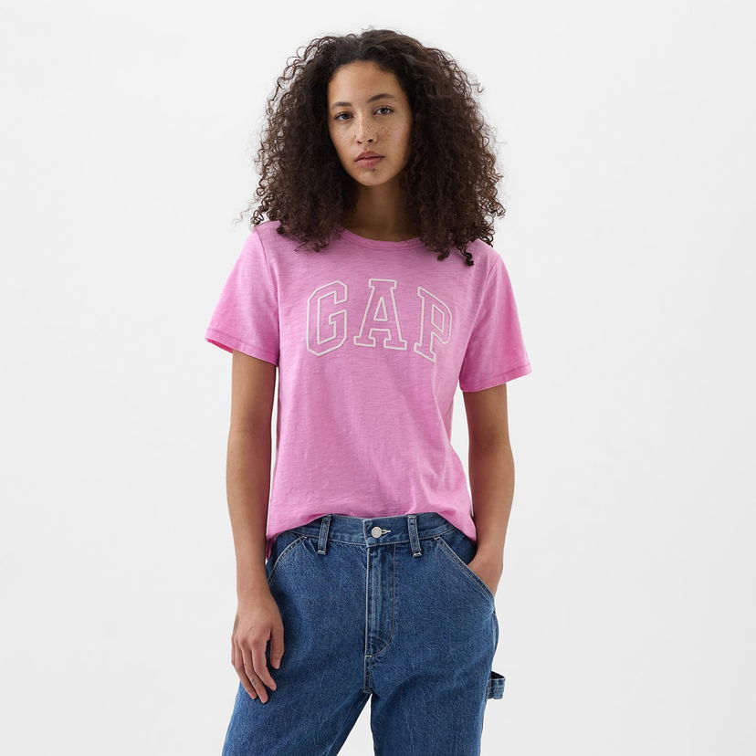 Majica GAP T-Shirt Logo Slub Tee Sugar Pink Roza | 871344-03
