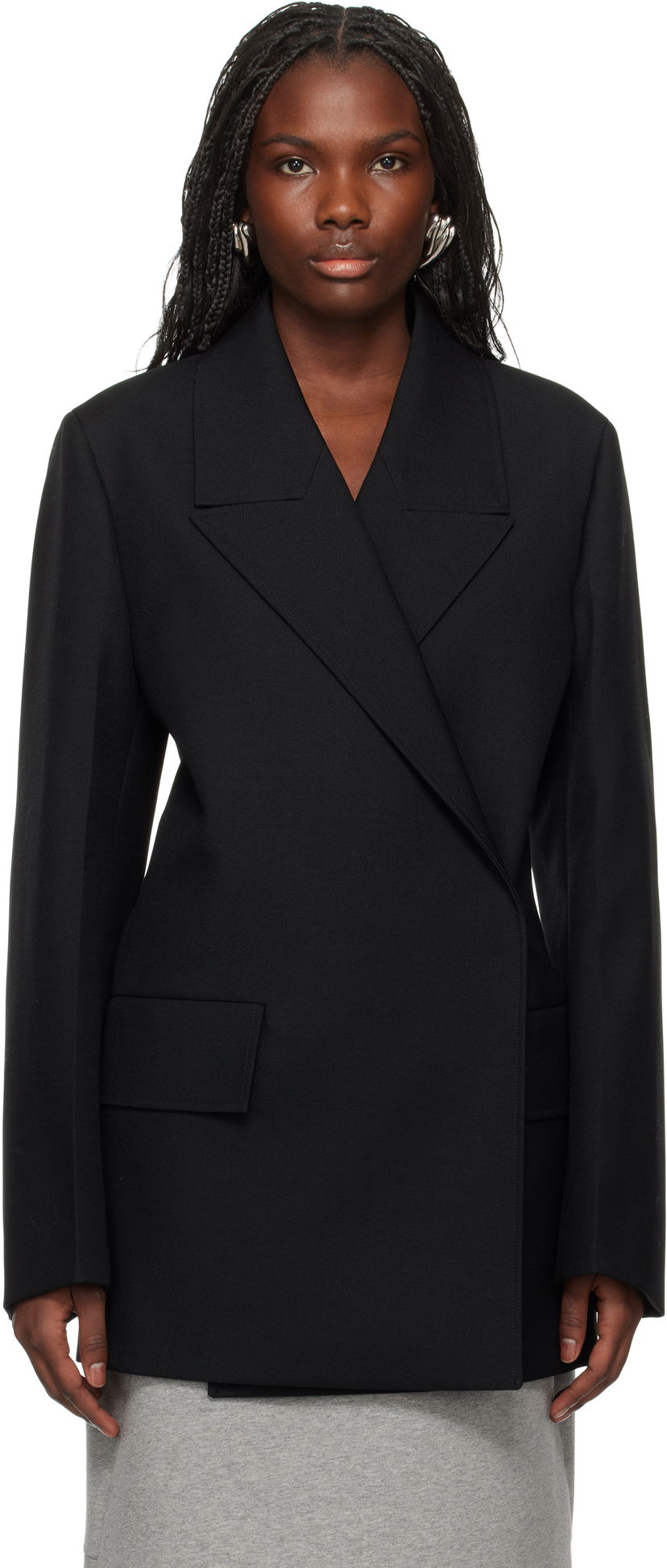 Jakna Jil Sander Double Breasted Wool Blazer Črna | J02BN0184_J40001
