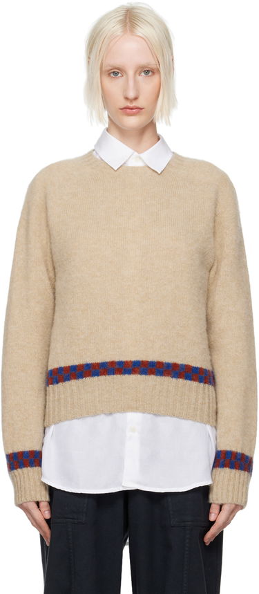 Pleteni pulover YMC Jets Check Knit Sweater Bež | Q8XAV, 0