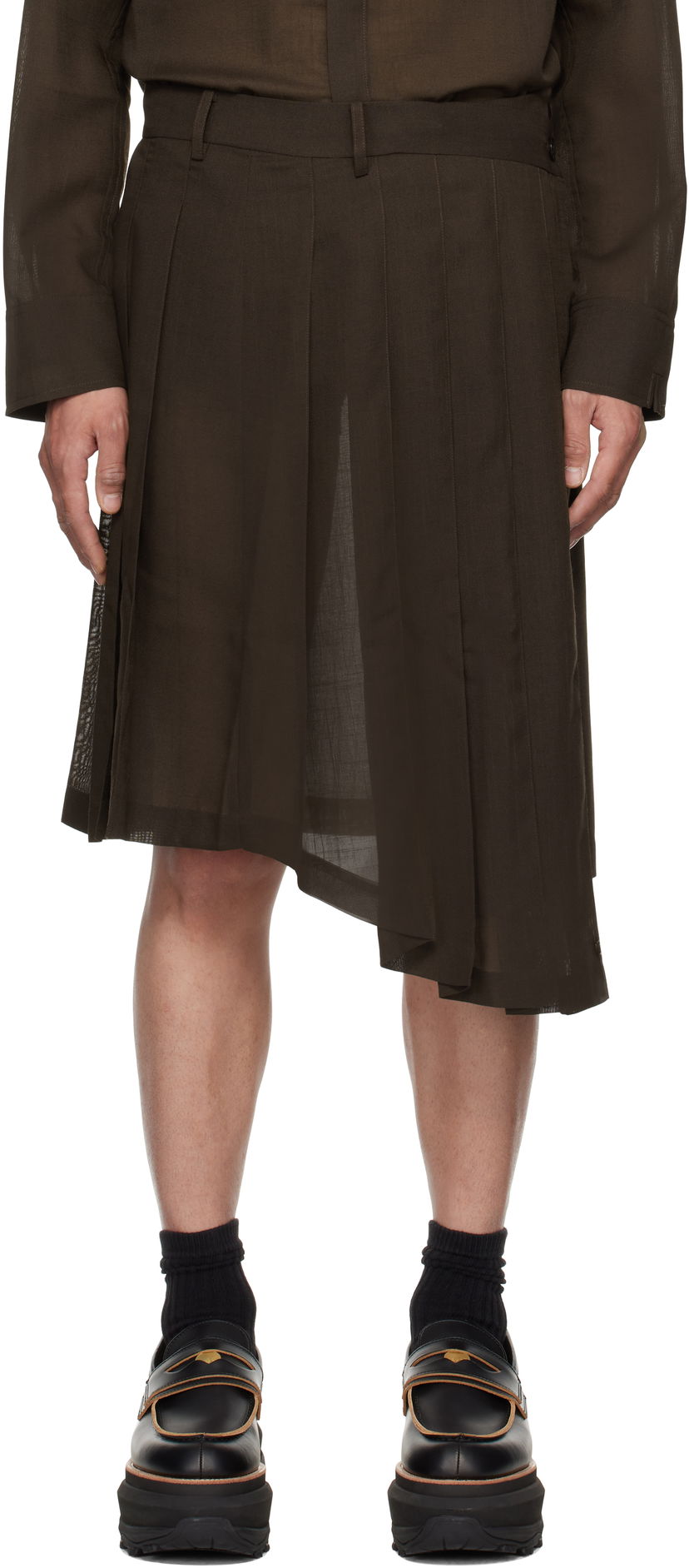 Krila Feng Chen Wang Feng Chen Wang Pleated Asymmetrical Skirt Rjava | FUS19SK01K