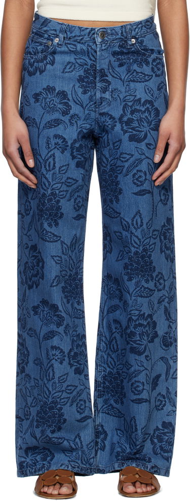 Kavbojke A.P.C. A.P.C. Elisabeth Floral-Print Wide-Leg Jeans Modra | COHGQ-F09181, 0
