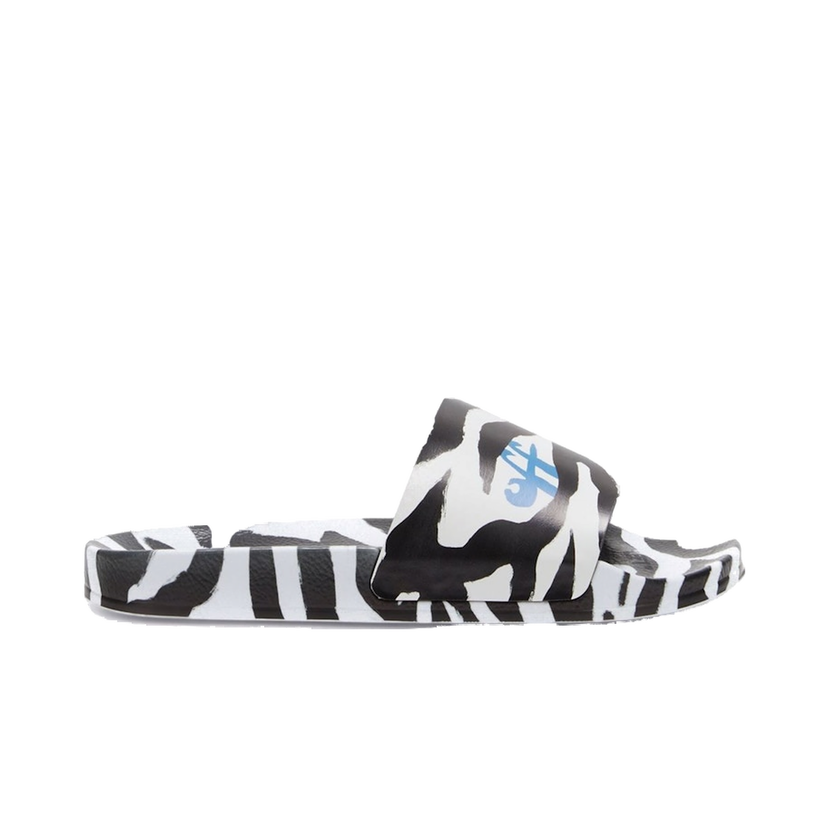 Superge in čevlji Off-White Pool Slides Zebra Print Black White Blue W Črna | OWIC004S22MAT0011001