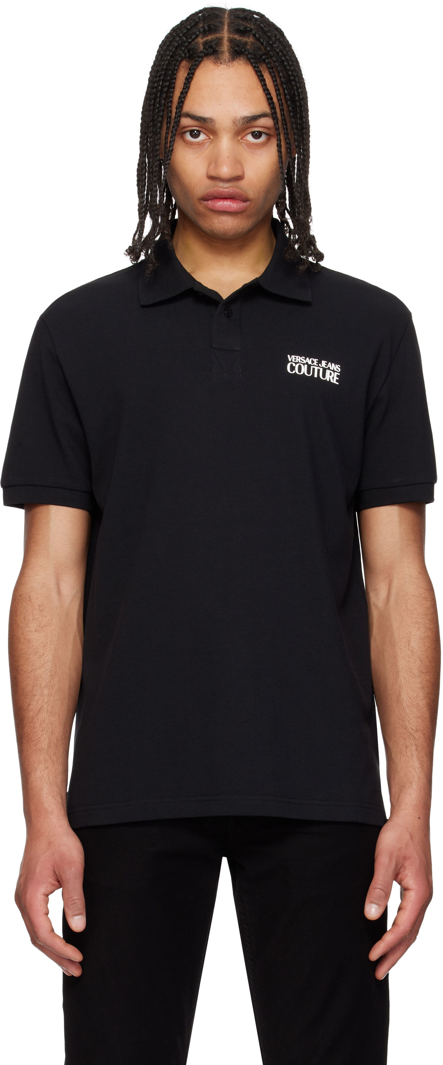 Polo majica Versace Versace Jeans Couture Logo Polo Črna | E78GAG623_EJ0003, 0