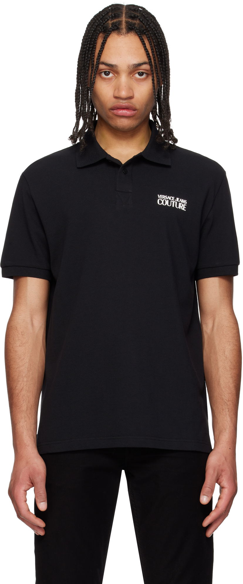 Polo majica Versace Versace Jeans Couture Logo Polo Črna | E78GAG623_EJ0003