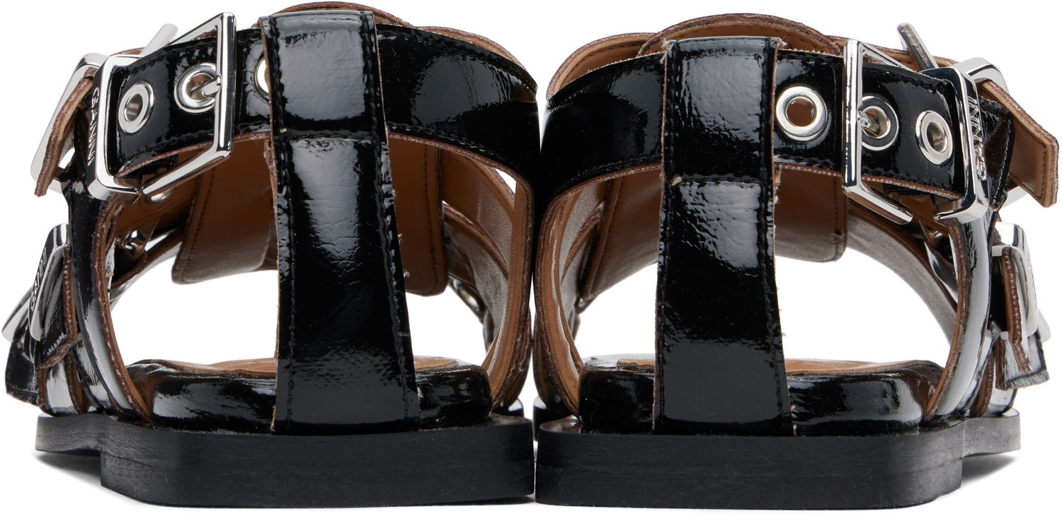 Modni dodatki GANNI GANNI Buckle Strap Flat Sandals Črna | S2934, 1