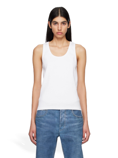 Majica brez rokavov Bottega Veneta Scoop Tank Top Bela | 715043 V2I50