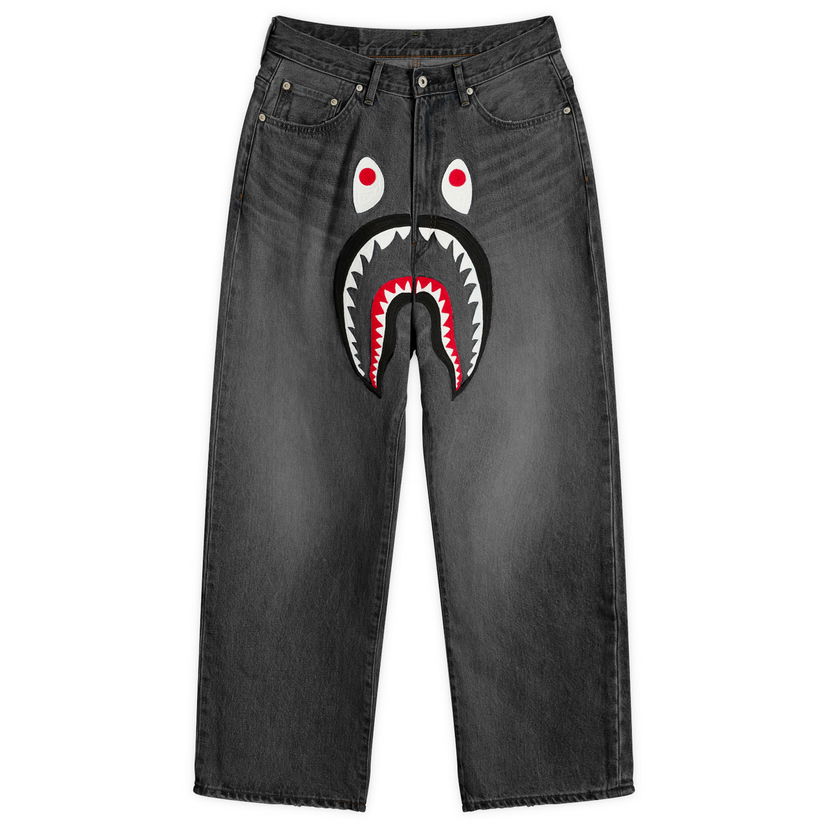 Kavbojke BAPE Shark Loose Fit 13oz Jeans, Size Small Črna | 001DPL801006M-BLK