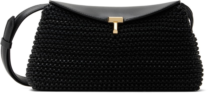 Torba za čez ramo TOTEME TOTEME T-Lock Woven Leather Clutch Bag Črna | 252-WAL950-LE0134