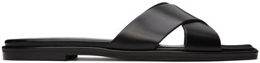 Modni dodatki Aeyde Aeyde Sonia Leather Crisscross Slide Sandals Črna | A11-FS-BRNS08FL62-SS24-800-001, 0