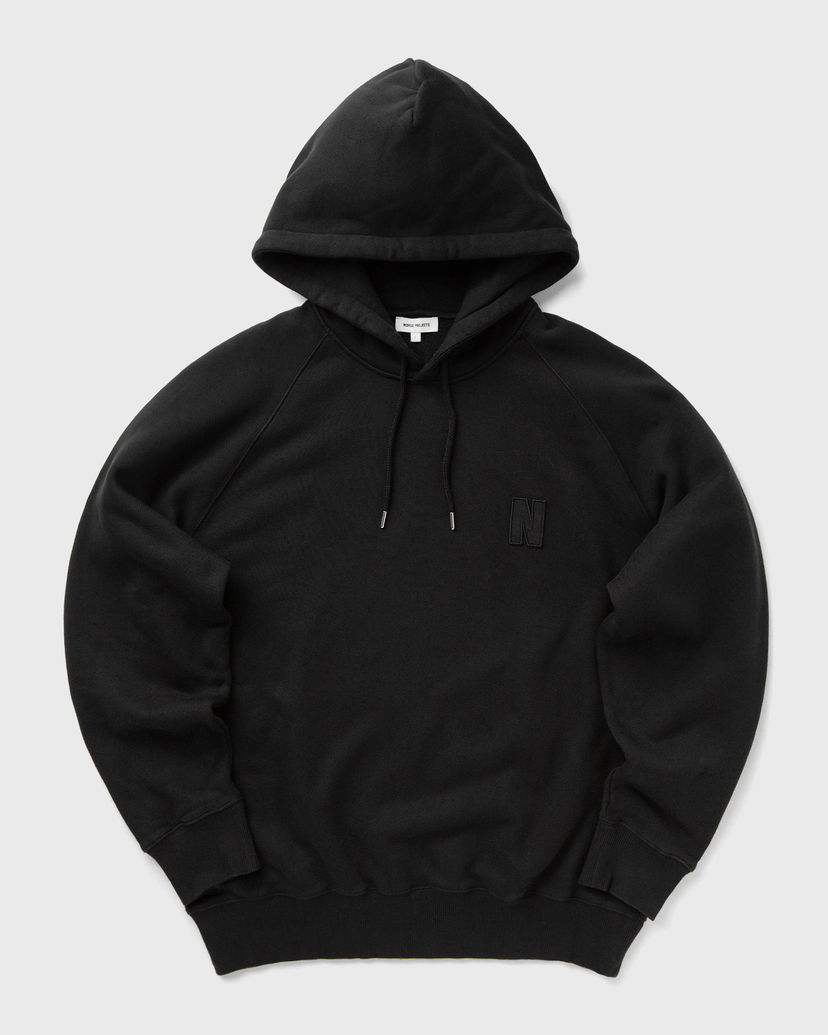 Pulover NORSE PROJECTS Marten Relaxed Organic Raglan N Patch Hoodie Črna | N20-1368-9999