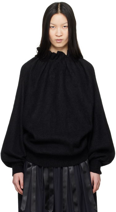 Pleteni pulover Simone Rocha Simone Rocha Gathered Pleated Neck Sweater Črna | MIMK1 0657, 0