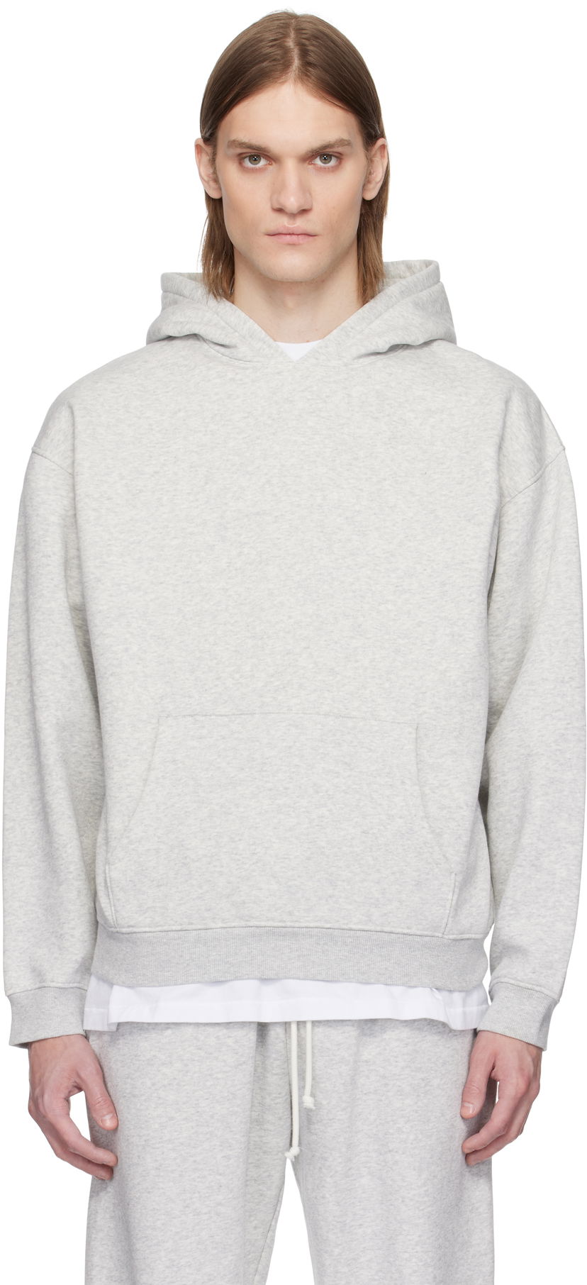 Pulover SKIMS SKIMS Fleece Relaxed Hoodie Siva | PL-PLO-8461M-LIGHT HEATHER GREY