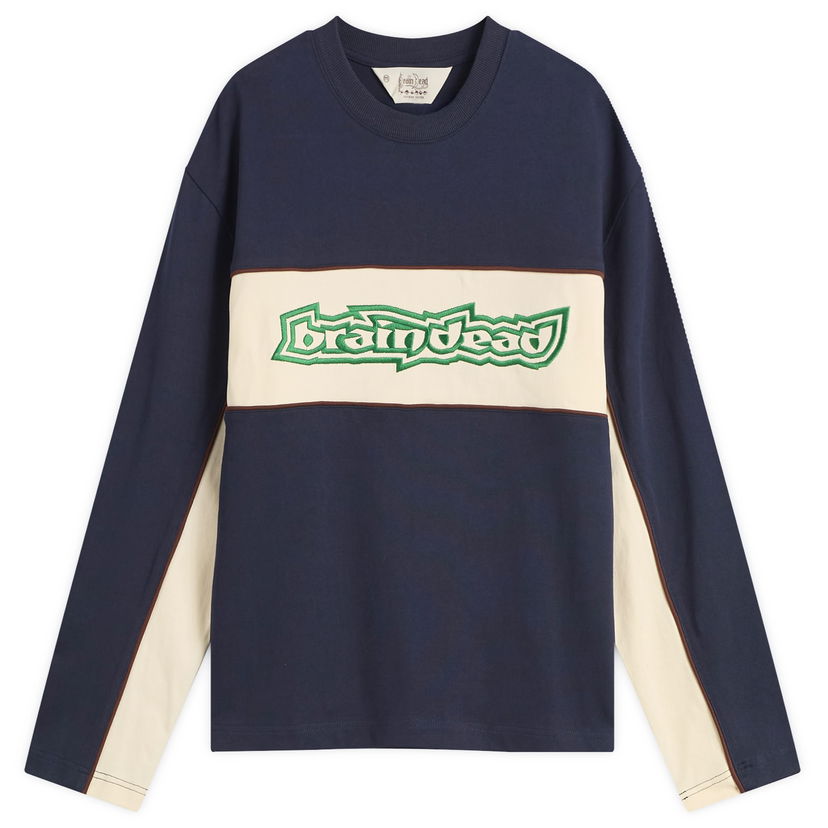 Majica Brain Dead Heavyweight Panelled Long Sleeve T-Shirt Mornarica | BDF25T010045-NVY
