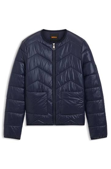 Puhovka BOSS Chevron Quilted Water-Repellent Jacket Mornarica | 50542364