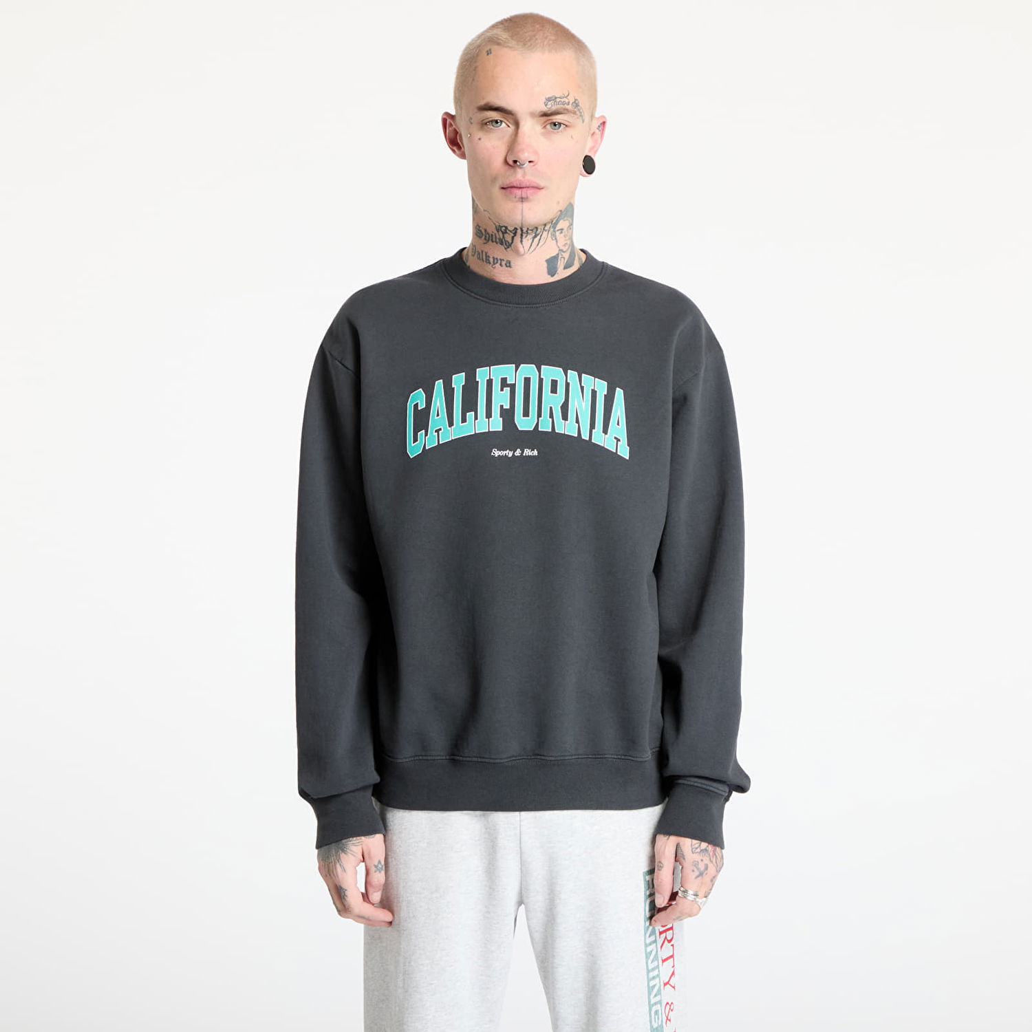 Pleteni pulover Sporty & Rich Sporty & Rich California Crewneck Sweatshirt Črna | ST071514501BA02, 0
