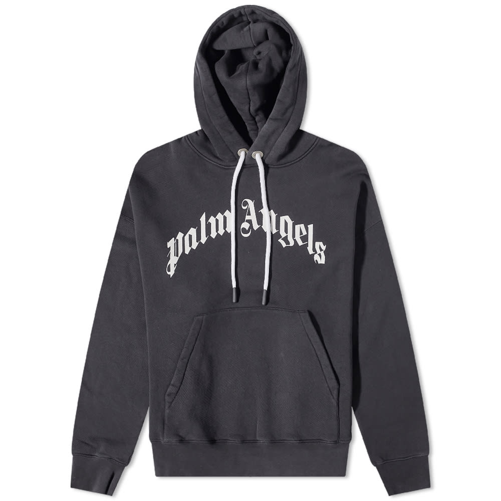 Pulover Palm Angels Curved Logo Popover Hoody Črna | PMBB058C99FLE0061001, 0