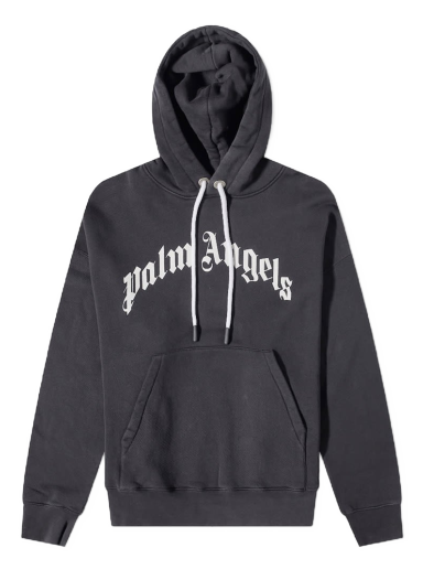 Pulover Palm Angels Curved Logo Popover Hoody Črna | PMBB058C99FLE0061001
