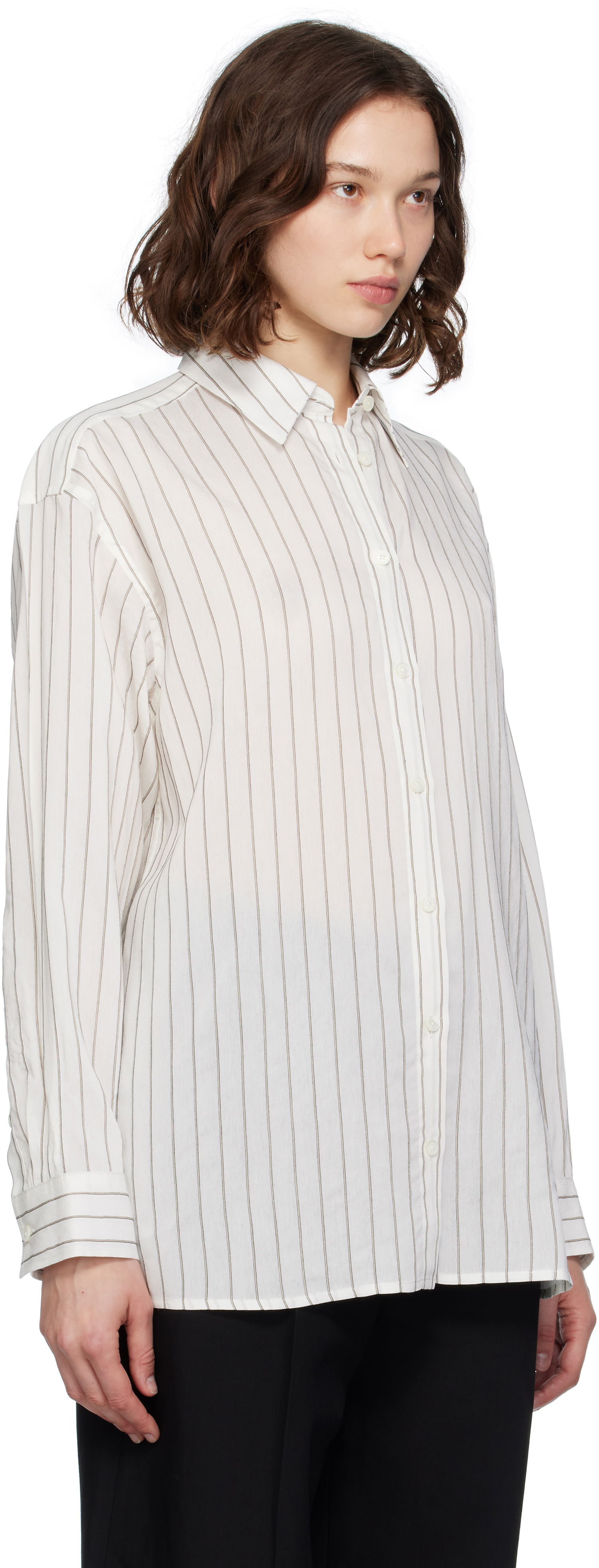 Srajce TOTEME TOTEME Striped Button-Down Shirt Bela | 253-WRT0480-FB0439, 1