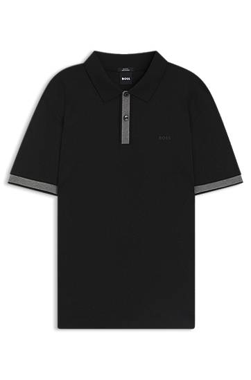 Polo majica BOSS Slim Fit Polo Shirt with Structured Trims Črna | 50543865