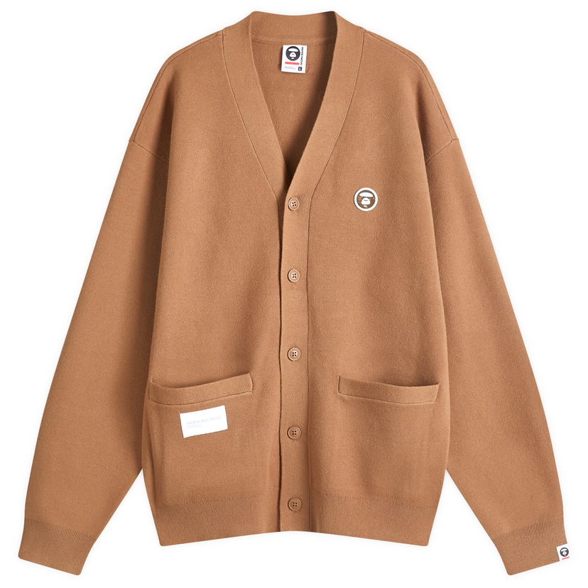 Pleteni pulover AAPE by A Bathing Ape AAPE Now Camo Badge Knit Cardigan Rjava | AAPKNMB335XXNBWL