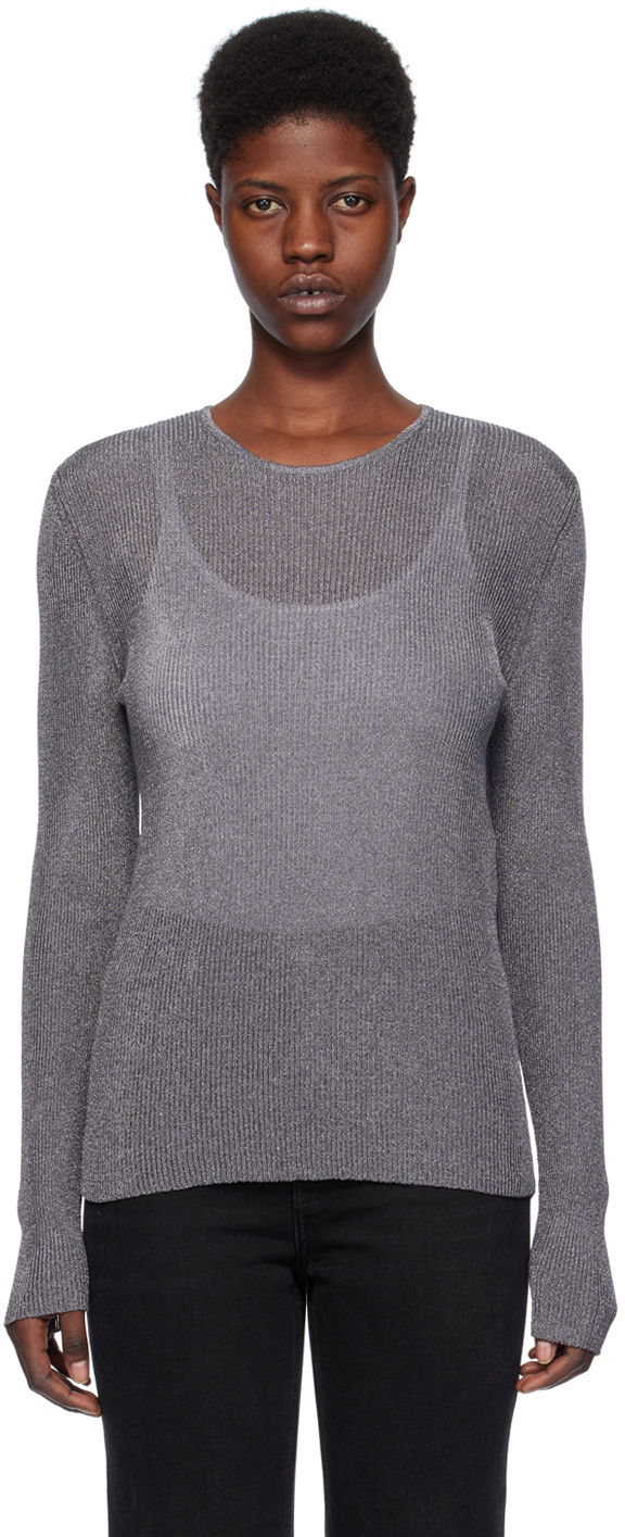 Pleteni pulover TOTEME Crewneck Metallic Sweater Siva | 241-WRT1061-YA0027