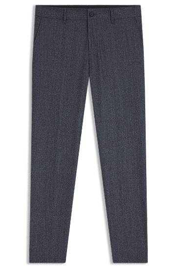Hlače BOSS Slim-Fit Micro-Patterned Virgin Wool Trousers Mornarica | 50551584