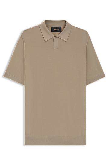 Polo majica BOSS Merino Wool Knit Polo with Natural Stretch Bež | 50543220