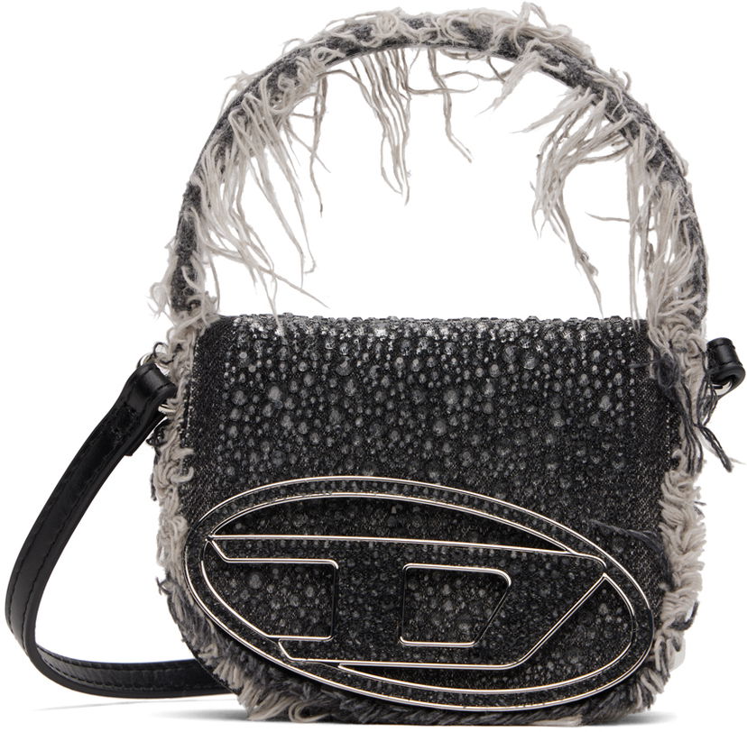 Torba za čez ramo Diesel Diesel 1DR XS Fringed Denim Crossbody Bag Črna | X08709 P6804