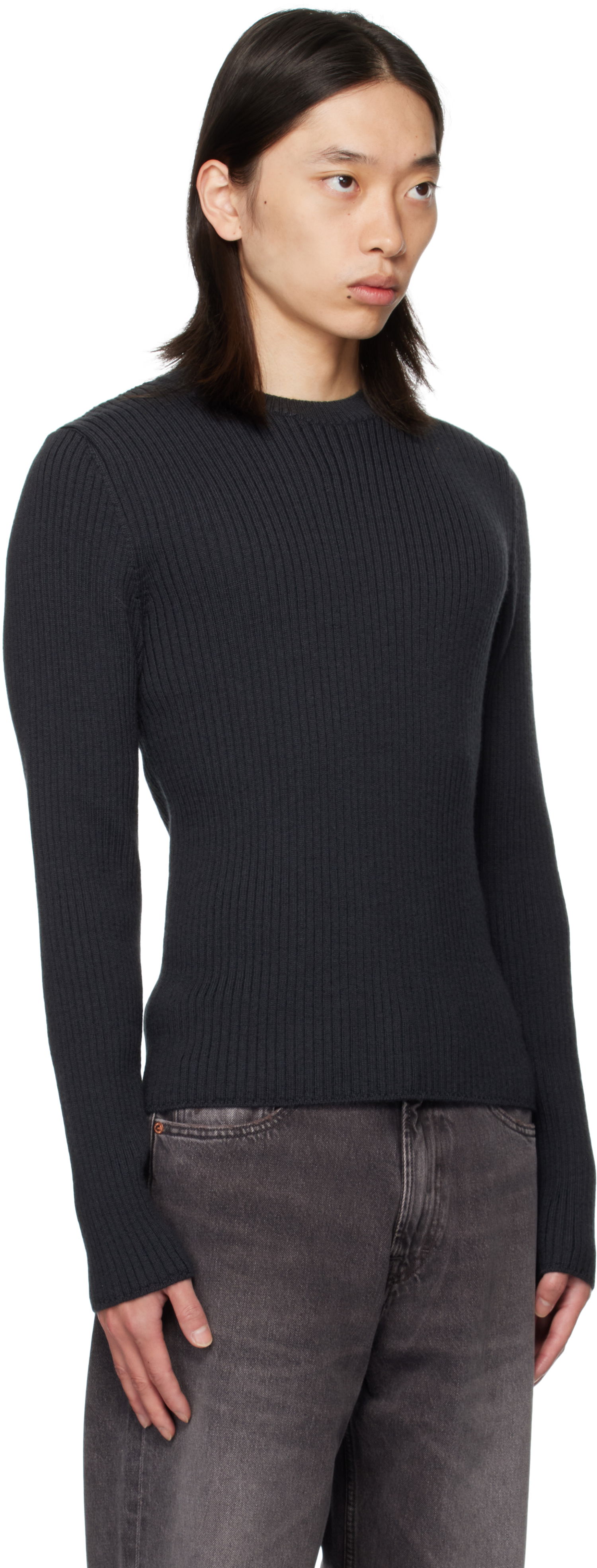 Pleteni pulover OUR LEGACY OUR LEGACY Compact Round Neck Sweater Mornarica | M4253CO, 1