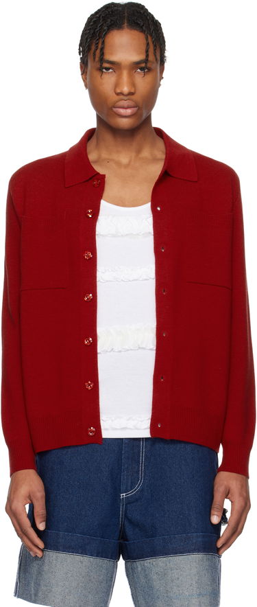 Pleteni pulover Simone Rocha Simone Rocha Knit Workwear Cardigan Rdeča | VMK11 0646, 0