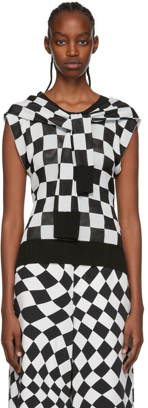 Majica brez rokavov Maison Margiela Checkerboard Print Viscose Knit Top Črna | S62HA0058 S17974
