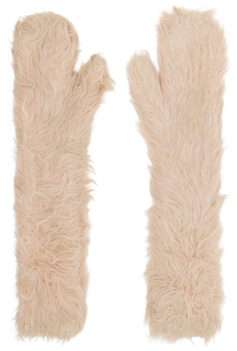 Rokavice Acne Studios Acne Studios Fluffy Mitts Bež | C80211-