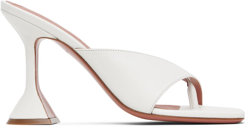 Nega čevljev Amina Muaddi Amina Muaddi Shiona Slipper Heeled Sandals Bela | SHIONA SLIPPER