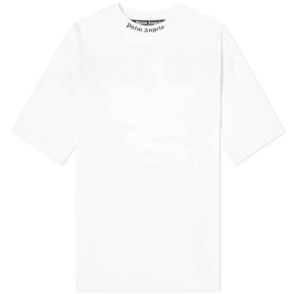 Majica Palm Angels Double Printed Oversize Mock Neck Logo Tee Bela | PMAA002S21JER0040132, 0
