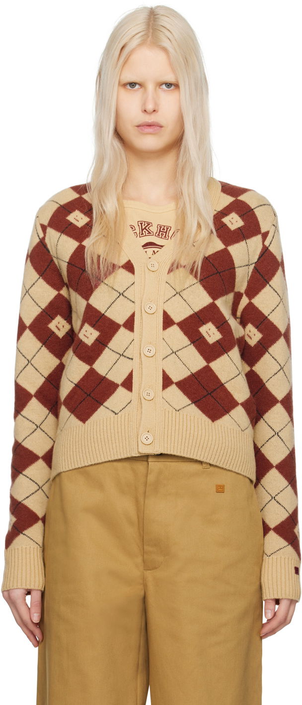 Pleteni pulover Acne Studios Argyle Cardigan Rjava | C60084-