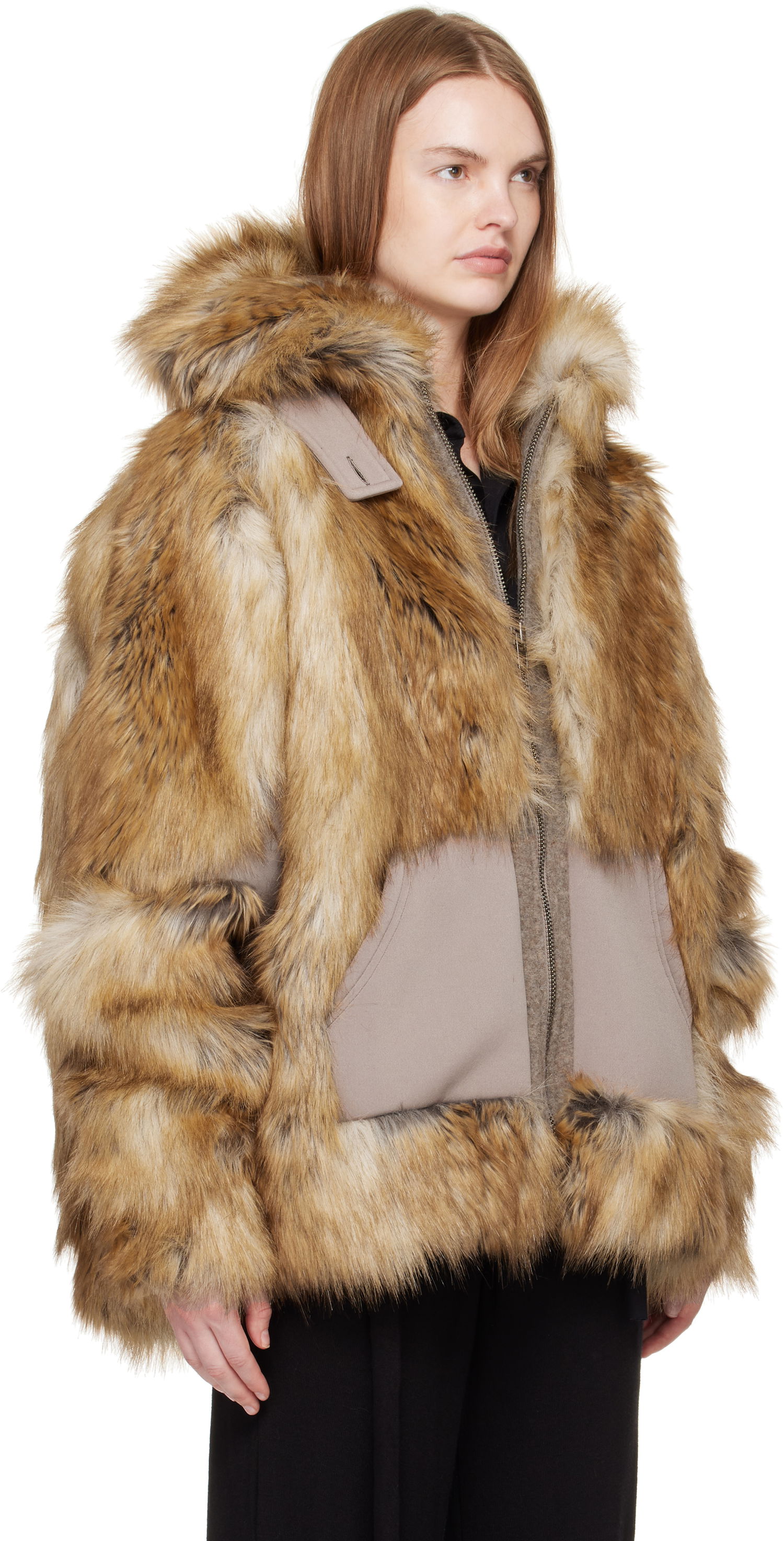 Jakna Ottolinger Ottolinger Oversized Furry Multiline Jacket Rjava | 109-701709-01, 1