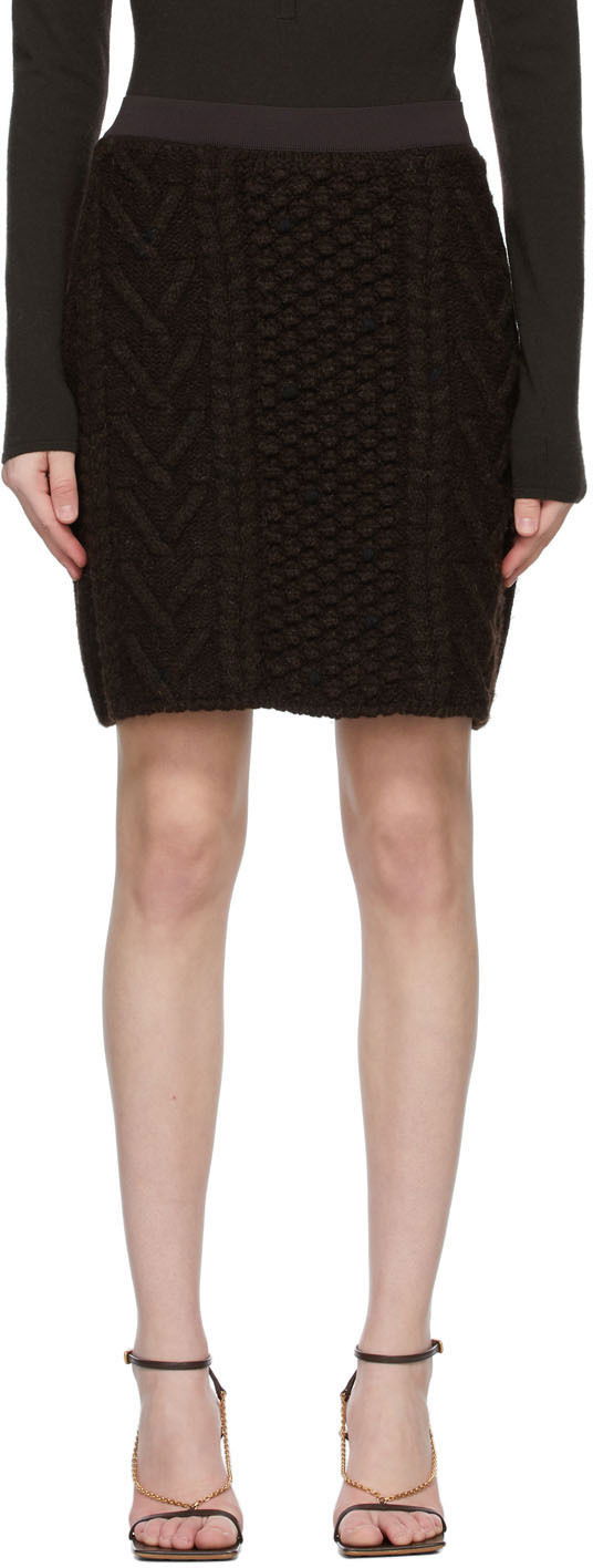 Krila Bottega Veneta Knit Wool Mini Skirt Črna | 651747 V0IL0