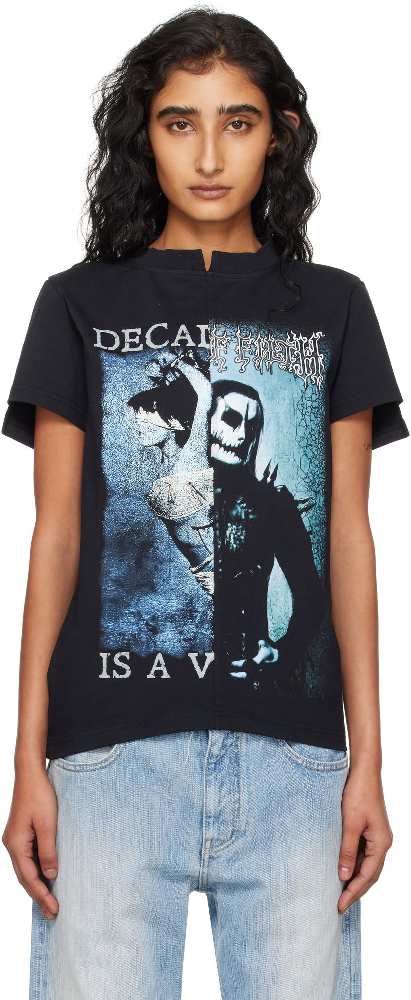 Majica VETEMENTS VETEMENTS Cradle of Filth Cut-Up Fitted T-Shirt Črna | WCF76TR960BB