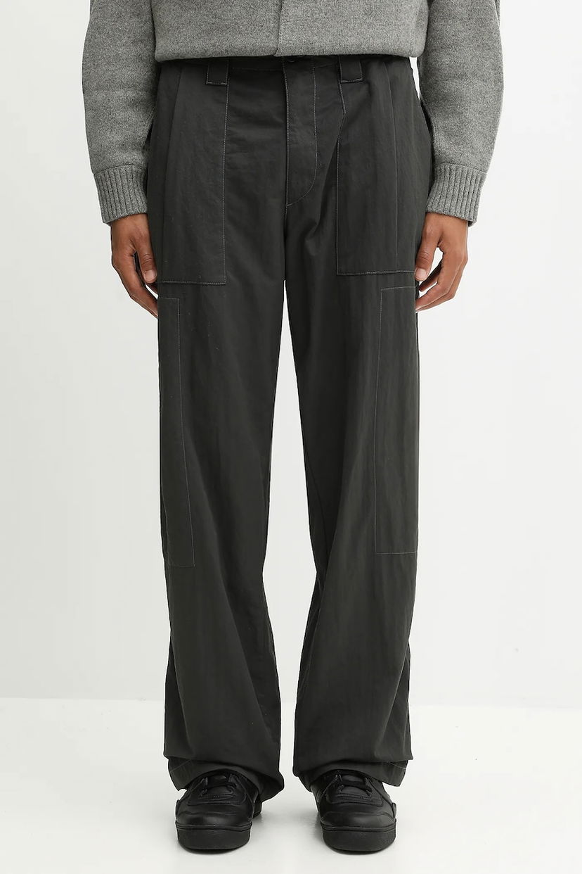 Hlače C.P. Company Utility Wide-Leg Contrast Stitch Trousers Siva | 19CMPA212A110475G