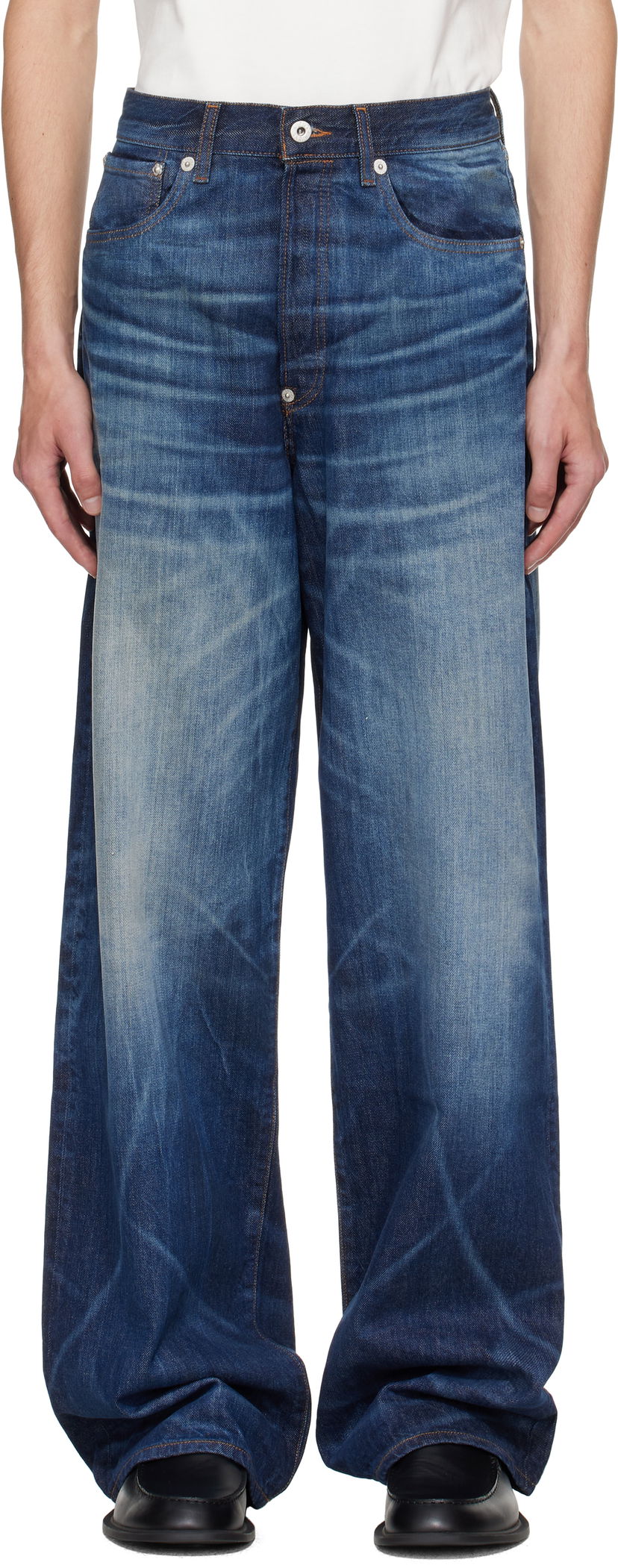 Kavbojke KENZO Kenzo Paris Turn Up Wide Fit Jeans Modra | FF65DP4216I7
