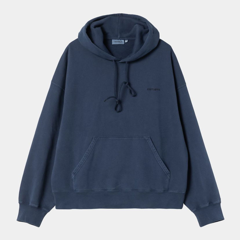 Pulover Carhartt WIP Hooded Benton Sweatshirt Jupiter garment dyed Mornarica | I034589_78