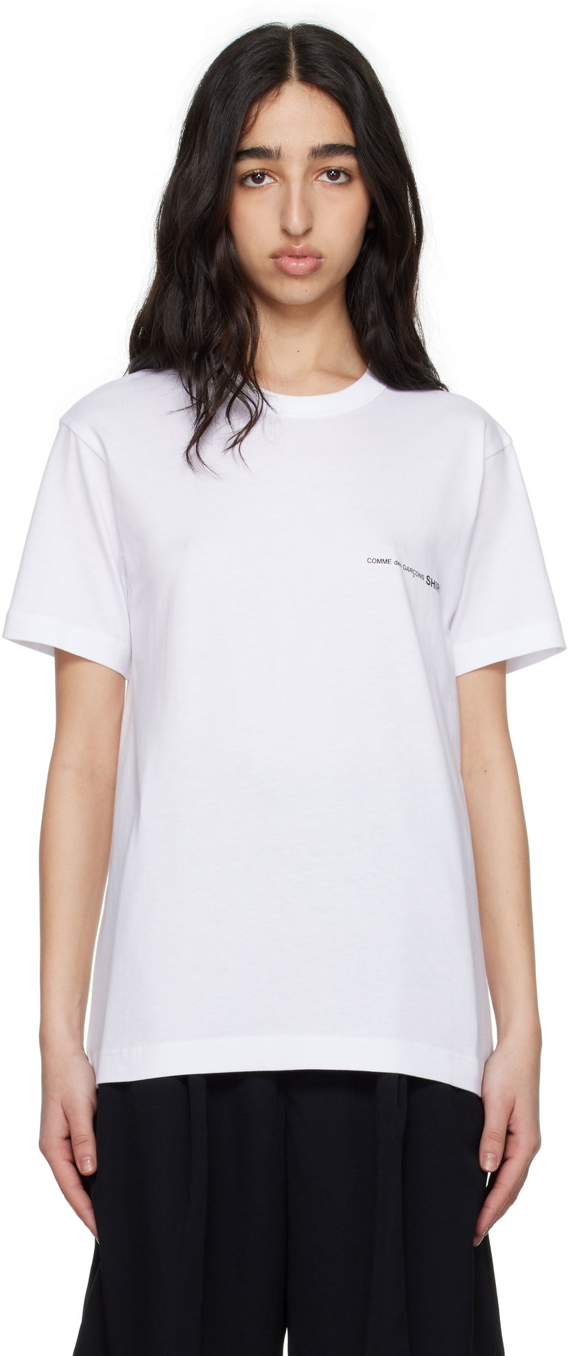 Majica Comme des Garçons CDG Shirt Logo Tee Bela | FO-T026-051